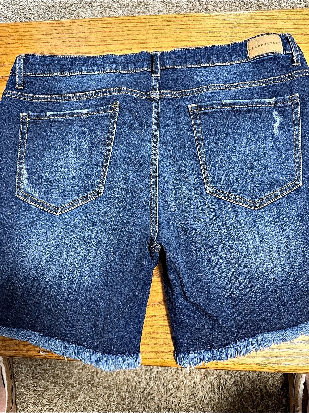 Aeropostale Bermuda Denim Shorts Distressed Denim Jean Shorts Size 16